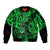 Hawaii Shaka Sign Sleeve Zip Bomber Jacket With Polynesian Hibiscus Green Unique LT01 Unisex Green - Polynesian Pride