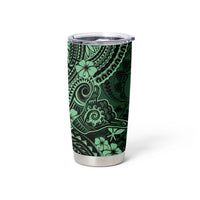 Hawaii Shaka Sign Tumbler Cup With Polynesian Hibiscus Green Unique