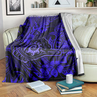 Hawaii Shaka Sign Blanket With Polynesian Hibiscus Navy Blue Unique LT01 - Polynesian Pride