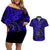 Hawaii Shaka Sign Couples Matching Off Shoulder Short Dress and Hawaiian Shirt With Polynesian Hibiscus Navy Blue Unique LT01 Blue - Polynesian Pride
