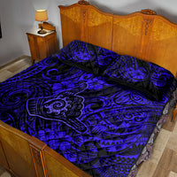 Hawaii Shaka Sign Quilt Bed Set With Polynesian Hibiscus Navy Blue Unique LT01 - Polynesian Pride