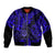 Hawaii Shaka Sign Sleeve Zip Bomber Jacket With Polynesian Hibiscus Navy Blue Unique LT01 Unisex Blue - Polynesian Pride