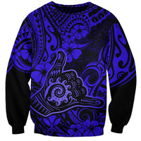 Hawaii Shaka Sign Sweatshirt With Polynesian Hibiscus Navy Blue Unique LT01 Unisex Blue - Polynesian Pride