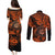 Hawaii Shaka Sign Couples Matching Puletasi Dress and Long Sleeve Button Shirts With Polynesian Hibiscus Orange Unique LT01 - Polynesian Pride