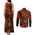 Hawaii Shaka Sign Couples Matching Tank Maxi Dress and Long Sleeve Button Shirts With Polynesian Hibiscus Orange Unique LT01 - Polynesian Pride
