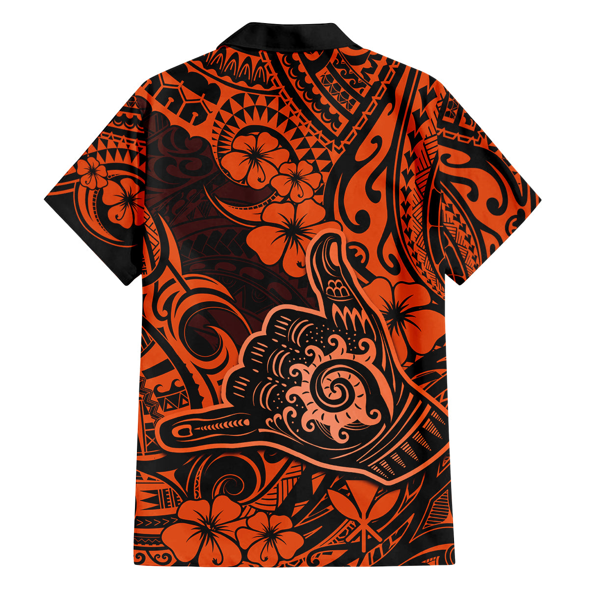 Hawaii Shaka Sign Family Matching Tank Maxi Dress and Hawaiian Shirt With Polynesian Hibiscus Orange Unique LT01 - Polynesian Pride