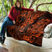 Hawaii Shaka Sign Quilt With Polynesian Hibiscus Orange Unique LT01 - Polynesian Pride