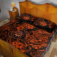Hawaii Shaka Sign Quilt Bed Set With Polynesian Hibiscus Orange Unique LT01 - Polynesian Pride