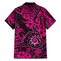 Hawaii Shaka Sign Family Matching Puletasi Dress and Hawaiian Shirt With Polynesian Hibiscus Pink Unique LT01 - Polynesian Pride