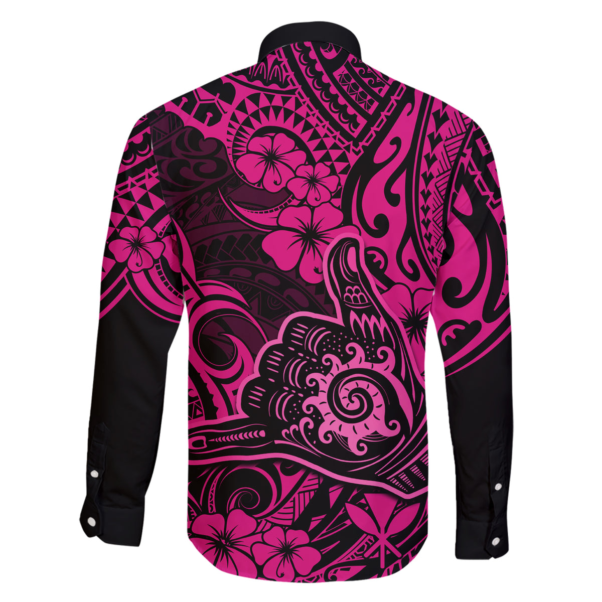 Hawaii Shaka Sign Family Matching Short Sleeve Bodycon Dress and Hawaiian Shirt With Polynesian Hibiscus Pink Unique LT01 - Polynesian Pride