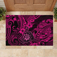 Hawaii Shaka Sign Rubber Doormat With Polynesian Hibiscus Pink Unique LT01 - Polynesian Pride
