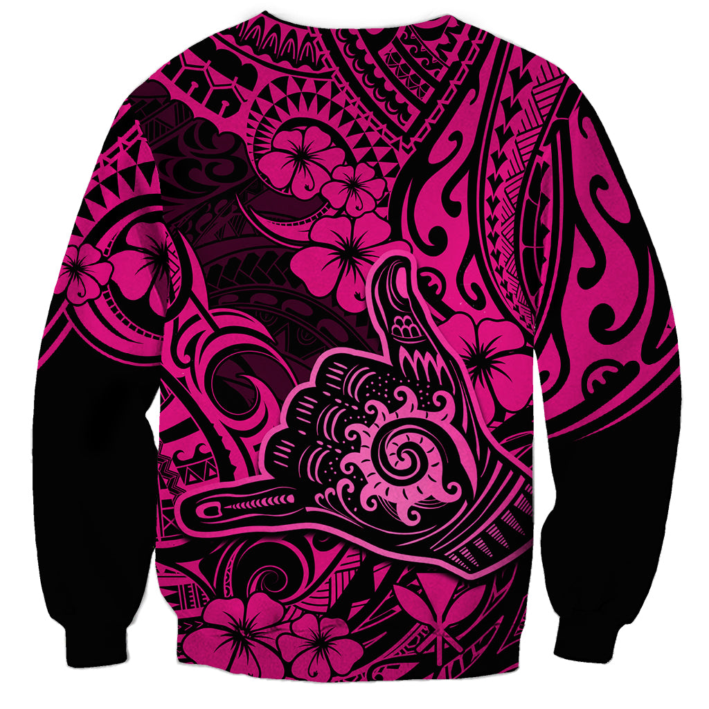 Hawaii Shaka Sign Sweatshirt With Polynesian Hibiscus Pink Unique LT01 - Polynesian Pride