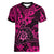 Hawaii Shaka Sign Women V Neck T Shirt With Polynesian Hibiscus Pink Unique LT01 Female Pink - Polynesian Pride