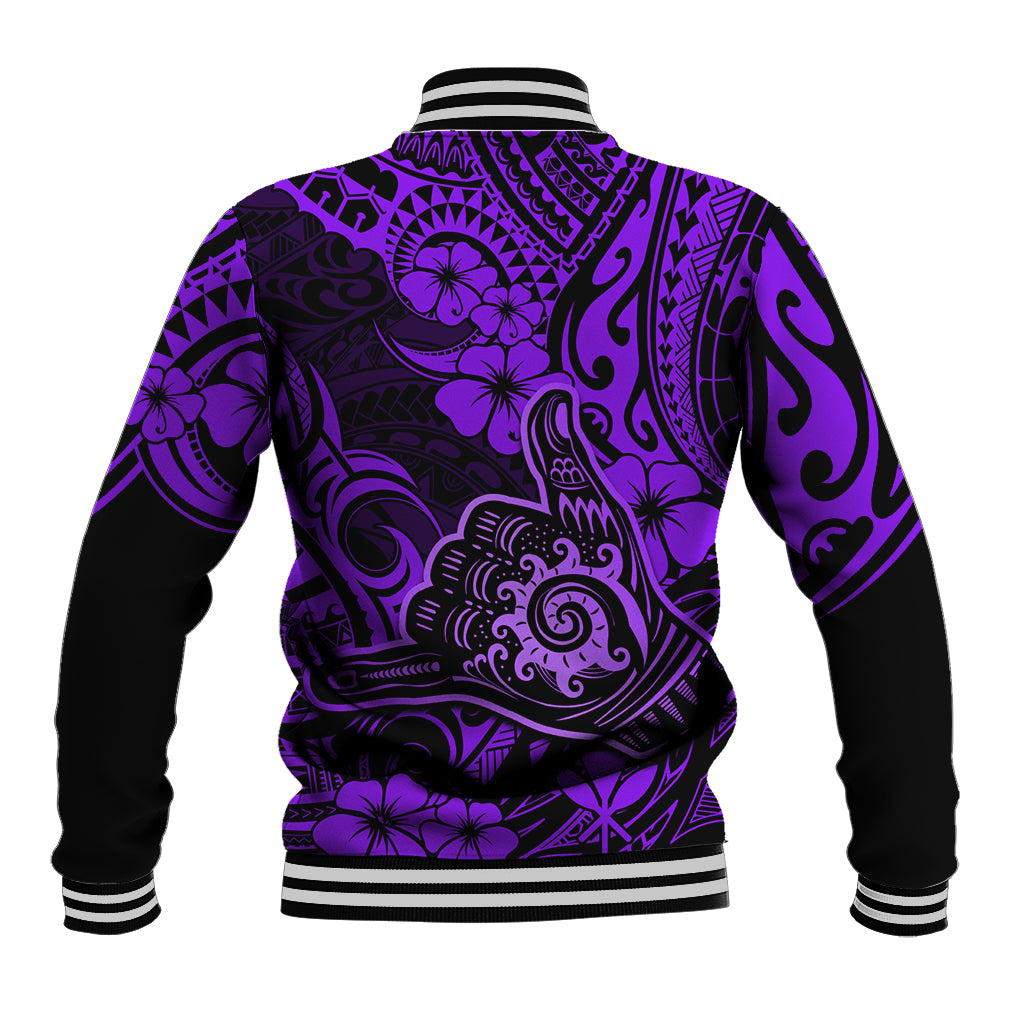 Hawaii Shaka Sign Baseball Jacket Polynesian Pattern Purple Version LT01 - Polynesian Pride