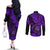 Hawaii Shaka Sign Couples Matching Off The Shoulder Long Sleeve Dress and Long Sleeve Button Shirts Polynesian Pattern Purple Version LT01 - Polynesian Pride