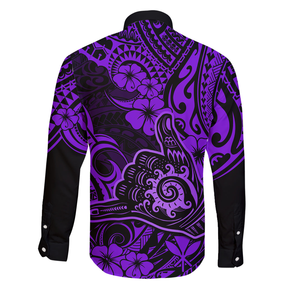 Hawaii Shaka Sign Family Matching Short Sleeve Bodycon Dress and Hawaiian Shirt Polynesian Pattern Purple Version LT01 - Polynesian Pride