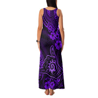 Hawaii Shaka Sign Family Matching Tank Maxi Dress and Hawaiian Shirt Polynesian Pattern Purple Version LT01 - Polynesian Pride