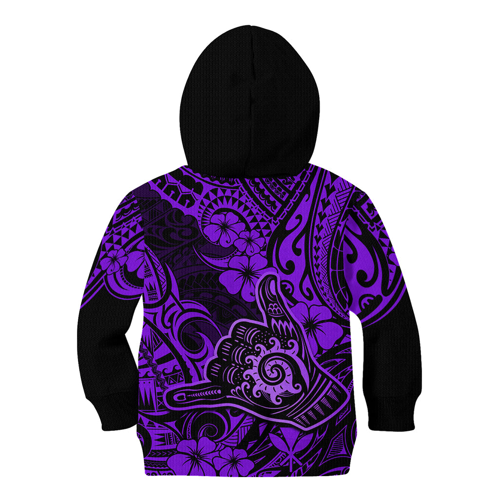 Hawaii Shaka Sign Kid Hoodie Polynesian Pattern Purple Version LT01 - Polynesian Pride