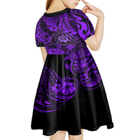 Hawaii Shaka Sign Kid Short Sleeve Dress Polynesian Pattern Purple Version LT01 - Polynesian Pride