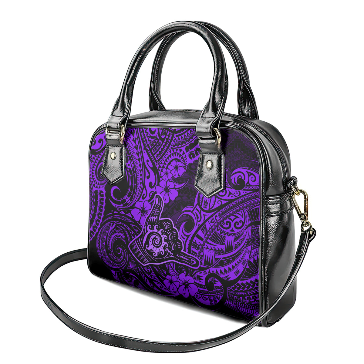 Hawaii Shaka Sign Shoulder Handbag Polynesian Pattern Purple Version LT01 - Polynesian Pride