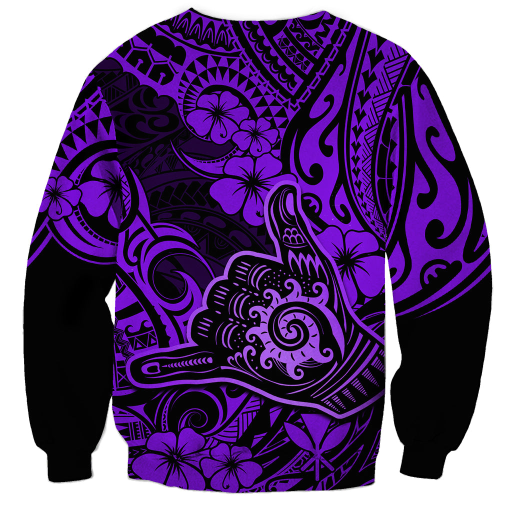 Hawaii Shaka Sign Sweatshirt Polynesian Pattern Purple Version LT01 - Polynesian Pride