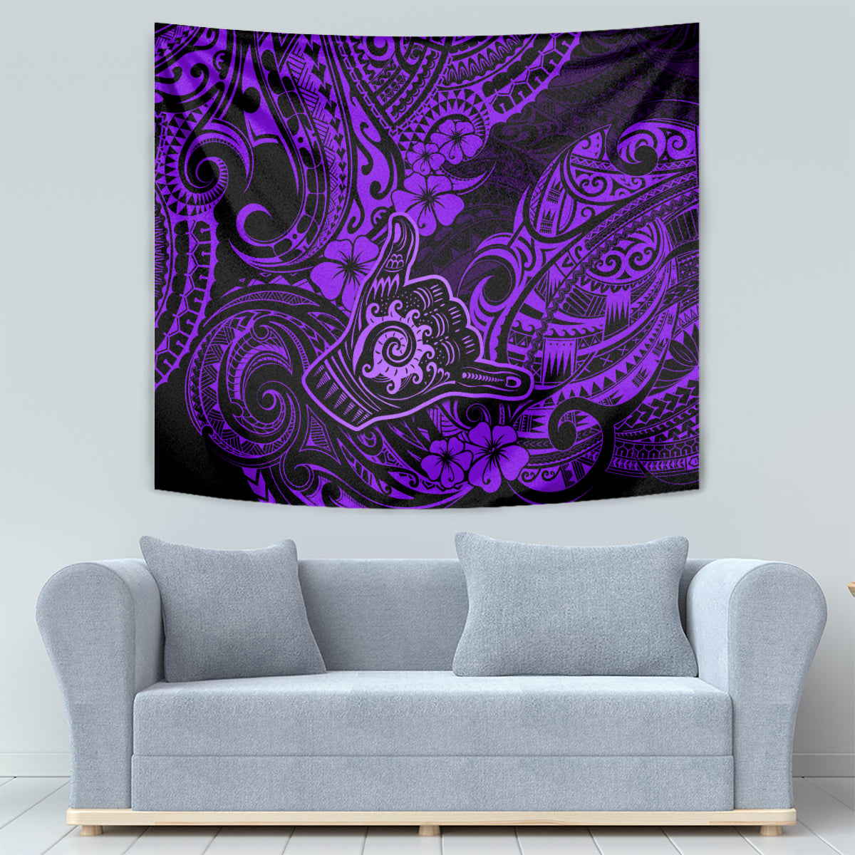 Hawaii Shaka Sign Tapestry Polynesian Pattern Purple Version LT01 - Polynesian Pride
