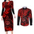 Hawaii Shaka Sign Couples Matching Long Sleeve Bodycon Dress and Long Sleeve Button Shirts Polynesian Pattern Red Version LT01 Red - Polynesian Pride