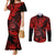 Hawaii Shaka Sign Couples Matching Mermaid Dress and Long Sleeve Button Shirts Polynesian Pattern Red Version LT01 Red - Polynesian Pride