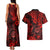 Hawaii Shaka Sign Couples Matching Tank Maxi Dress and Hawaiian Shirt Polynesian Pattern Red Version LT01 - Polynesian Pride