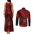 Hawaii Shaka Sign Couples Matching Tank Maxi Dress and Long Sleeve Button Shirts Polynesian Pattern Red Version LT01 - Polynesian Pride
