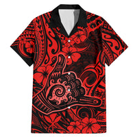 Hawaii Shaka Sign Family Matching Mermaid Dress and Hawaiian Shirt Polynesian Pattern Red Version LT01 Dad's Shirt - Short Sleeve Red - Polynesian Pride