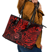 Hawaii Shaka Sign Leather Tote Bag Polynesian Pattern Red Version LT01 - Polynesian Pride