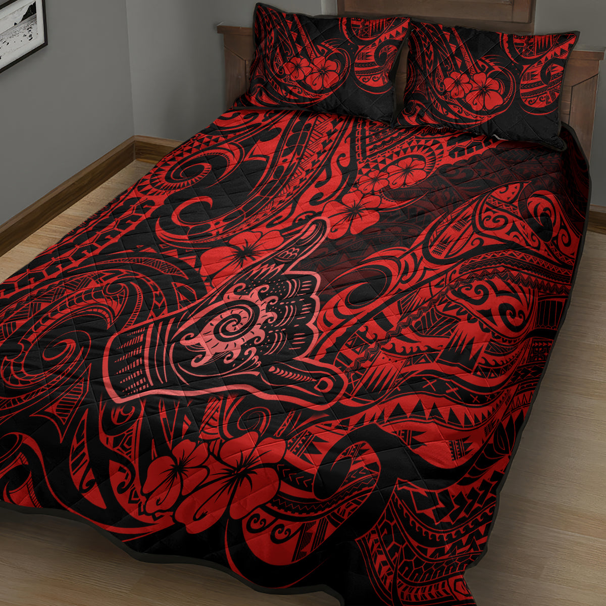 Hawaii Shaka Sign Quilt Bed Set Polynesian Pattern Red Version LT01 - Polynesian Pride