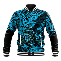 Hawaii Shaka Sign Baseball Jacket Polynesian Pattern Sky Blue Version LT01 Unisex Blue - Polynesian Pride