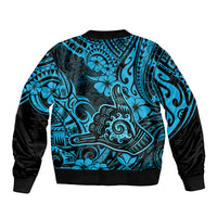 Hawaii Shaka Sign Bomber Jacket Polynesian Pattern Sky Blue Version LT01 - Polynesian Pride