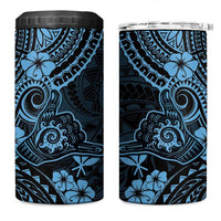 Hawaii Shaka Sign 4 in 1 Can Cooler Tumbler Polynesian Pattern Sky Blue Version
