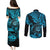 Hawaii Shaka Sign Couples Matching Puletasi Dress and Long Sleeve Button Shirts Polynesian Pattern Sky Blue Version LT01 - Polynesian Pride