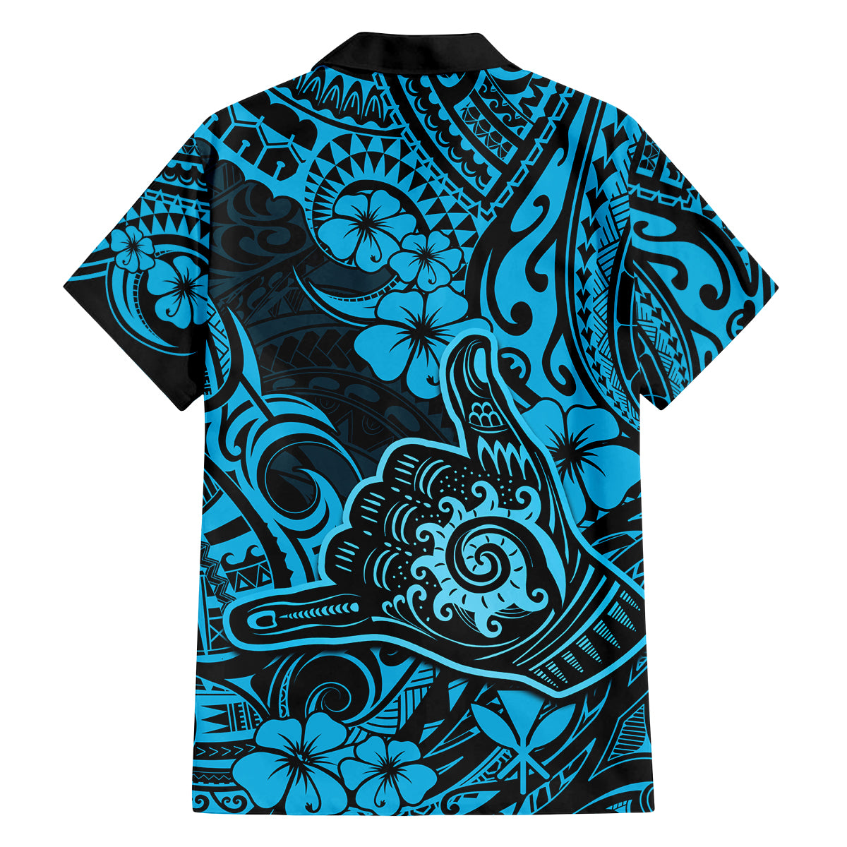 Hawaii Shaka Sign Family Matching Puletasi Dress and Hawaiian Shirt Polynesian Pattern Sky Blue Version LT01 - Polynesian Pride