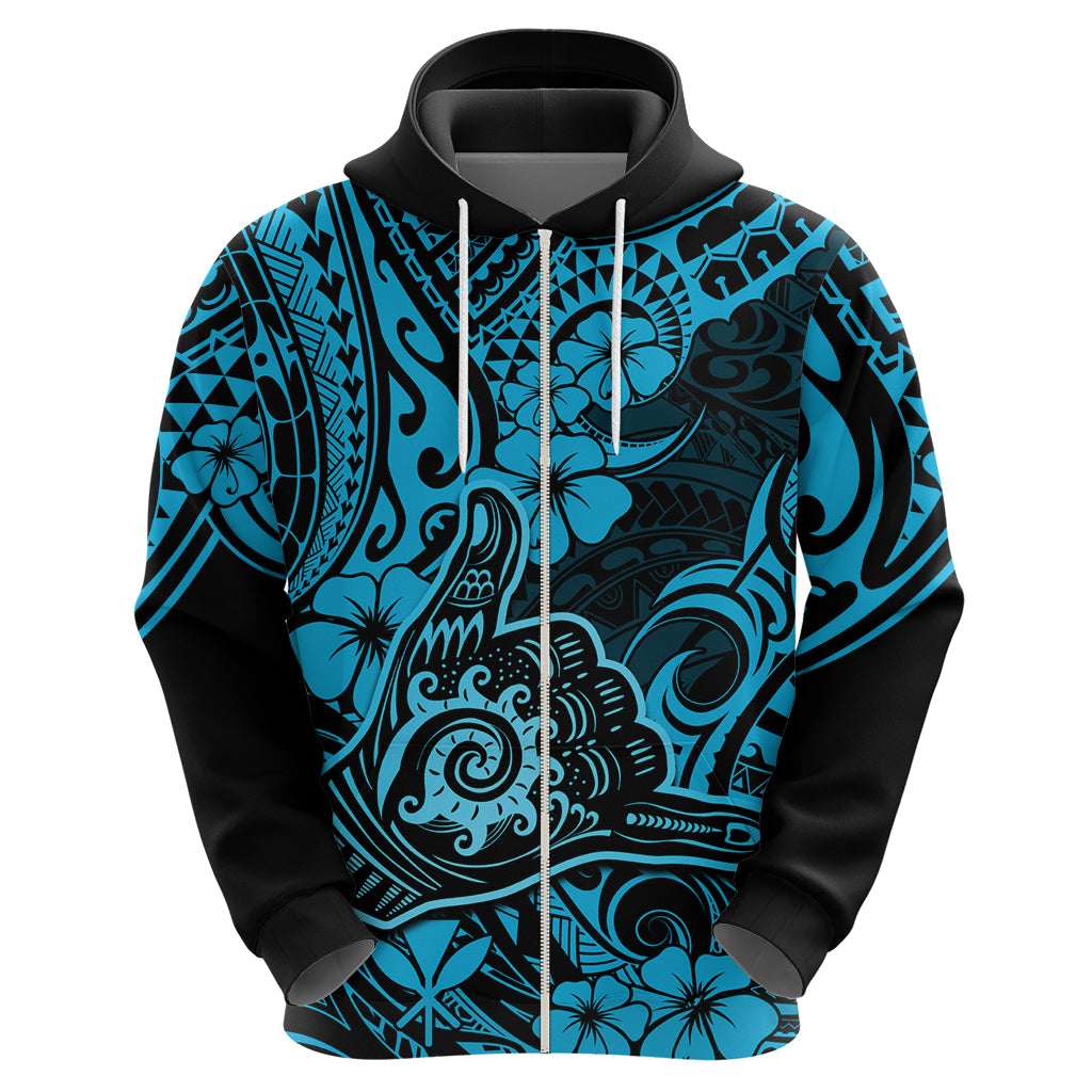 Hawaii Shaka Sign Hoodie Polynesian Pattern Sky Blue Version LT01 - Polynesian Pride