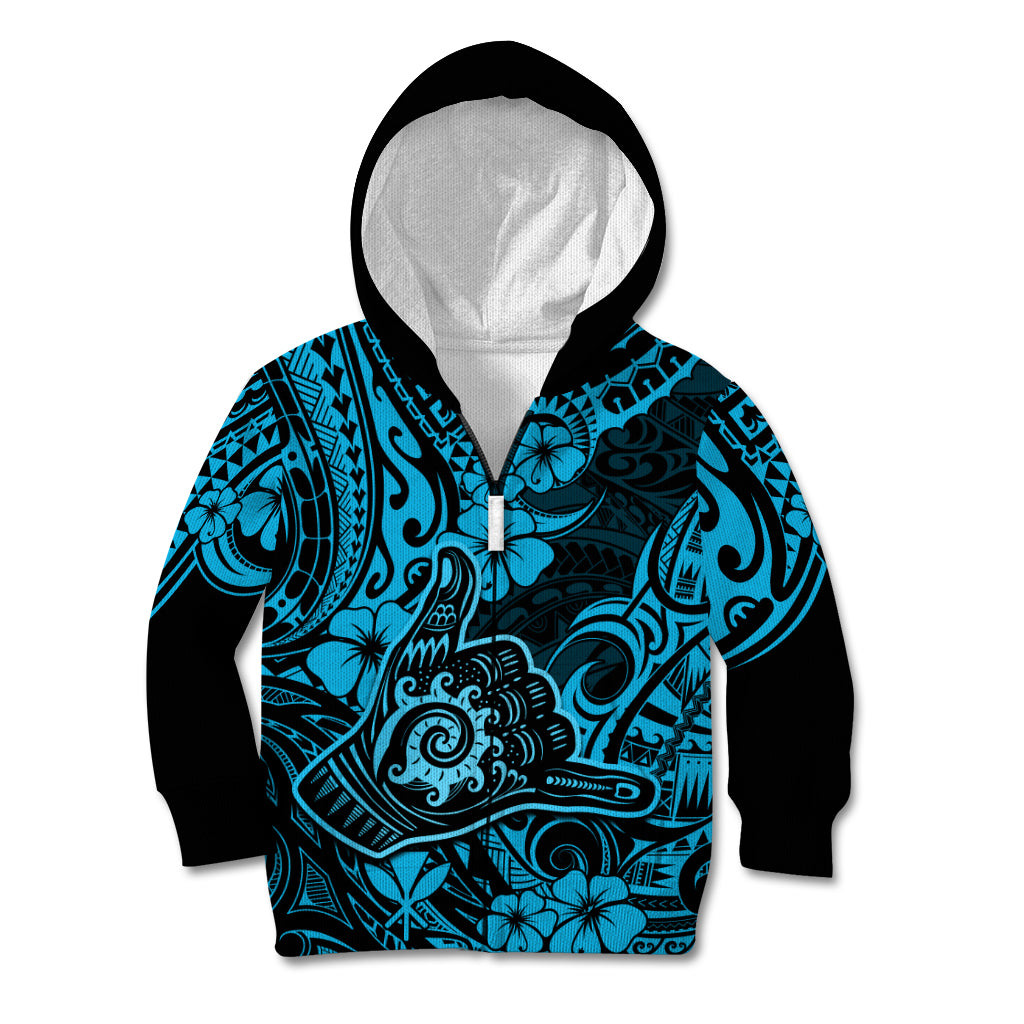 Hawaii Shaka Sign Kid Hoodie Polynesian Pattern Sky Blue Version LT01 - Polynesian Pride