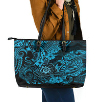 Hawaii Shaka Sign Leather Tote Bag Polynesian Pattern Sky Blue Version LT01 - Polynesian Pride