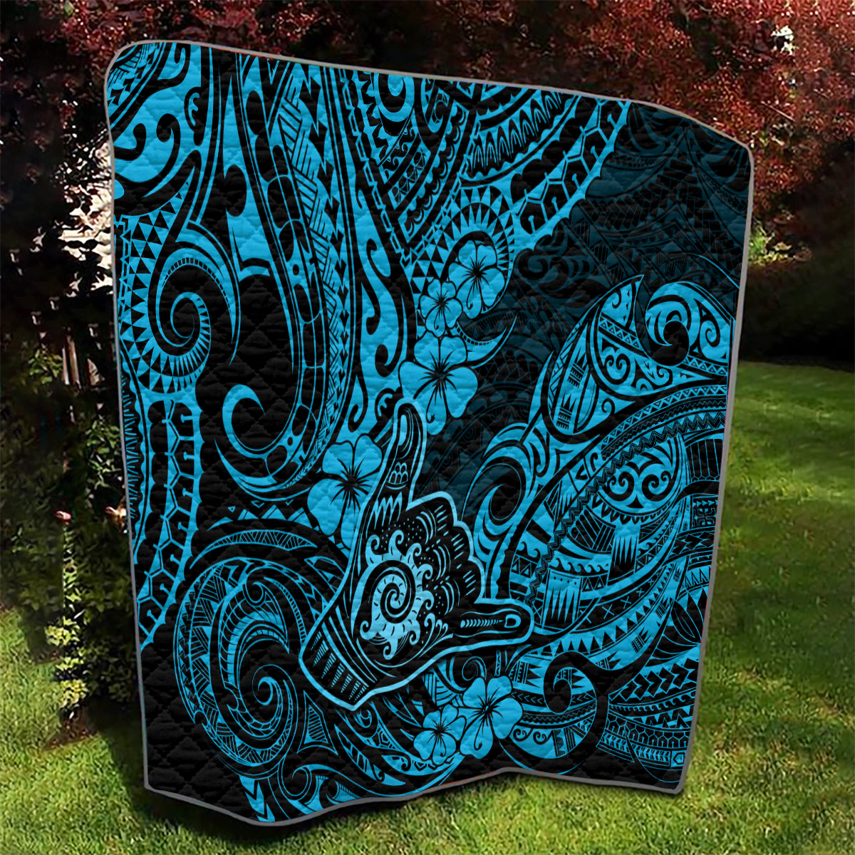 Hawaii Shaka Sign Quilt Polynesian Pattern Sky Blue Version LT01 - Polynesian Pride