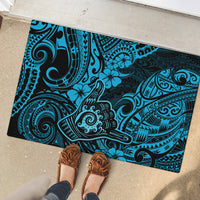 Hawaii Shaka Sign Rubber Doormat Polynesian Pattern Sky Blue Version LT01 - Polynesian Pride
