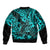 Hawaii Shaka Sign Bomber Jacket Polynesian Pattern Turquoise Version LT01 - Polynesian Pride