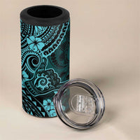 Hawaii Shaka Sign 4 in 1 Can Cooler Tumbler Polynesian Pattern Turquoise Version