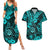 Hawaii Shaka Sign Couples Matching Summer Maxi Dress and Hawaiian Shirt Polynesian Pattern Turquoise Version LT01 Turquoise - Polynesian Pride
