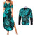 Hawaii Shaka Sign Couples Matching Summer Maxi Dress and Long Sleeve Button Shirts Polynesian Pattern Turquoise Version LT01 Turquoise - Polynesian Pride
