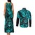 Hawaii Shaka Sign Couples Matching Tank Maxi Dress and Long Sleeve Button Shirts Polynesian Pattern Turquoise Version LT01 - Polynesian Pride