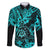 Hawaii Shaka Sign Family Matching Summer Maxi Dress and Hawaiian Shirt Polynesian Pattern Turquoise Version LT01 Dad's Shirt - Long Sleeve Turquoise - Polynesian Pride