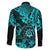 Hawaii Shaka Sign Family Matching Summer Maxi Dress and Hawaiian Shirt Polynesian Pattern Turquoise Version LT01 - Polynesian Pride